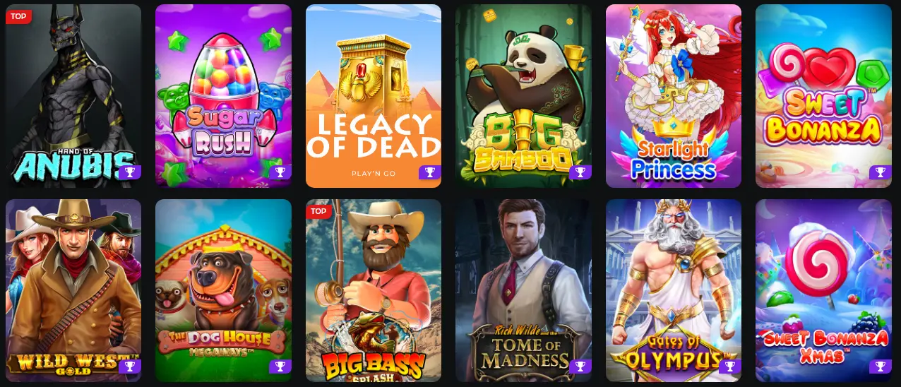 Sélection de jeux sur Betify Casino
